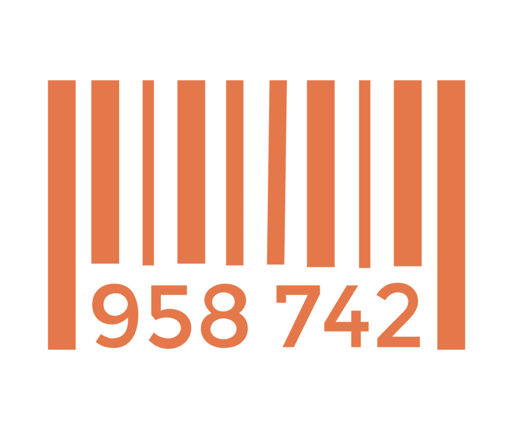 Orange gefärbter Barcode mit einer Nummer.